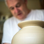 Matthew Blakely at work in his workshop 2017 - Throwing